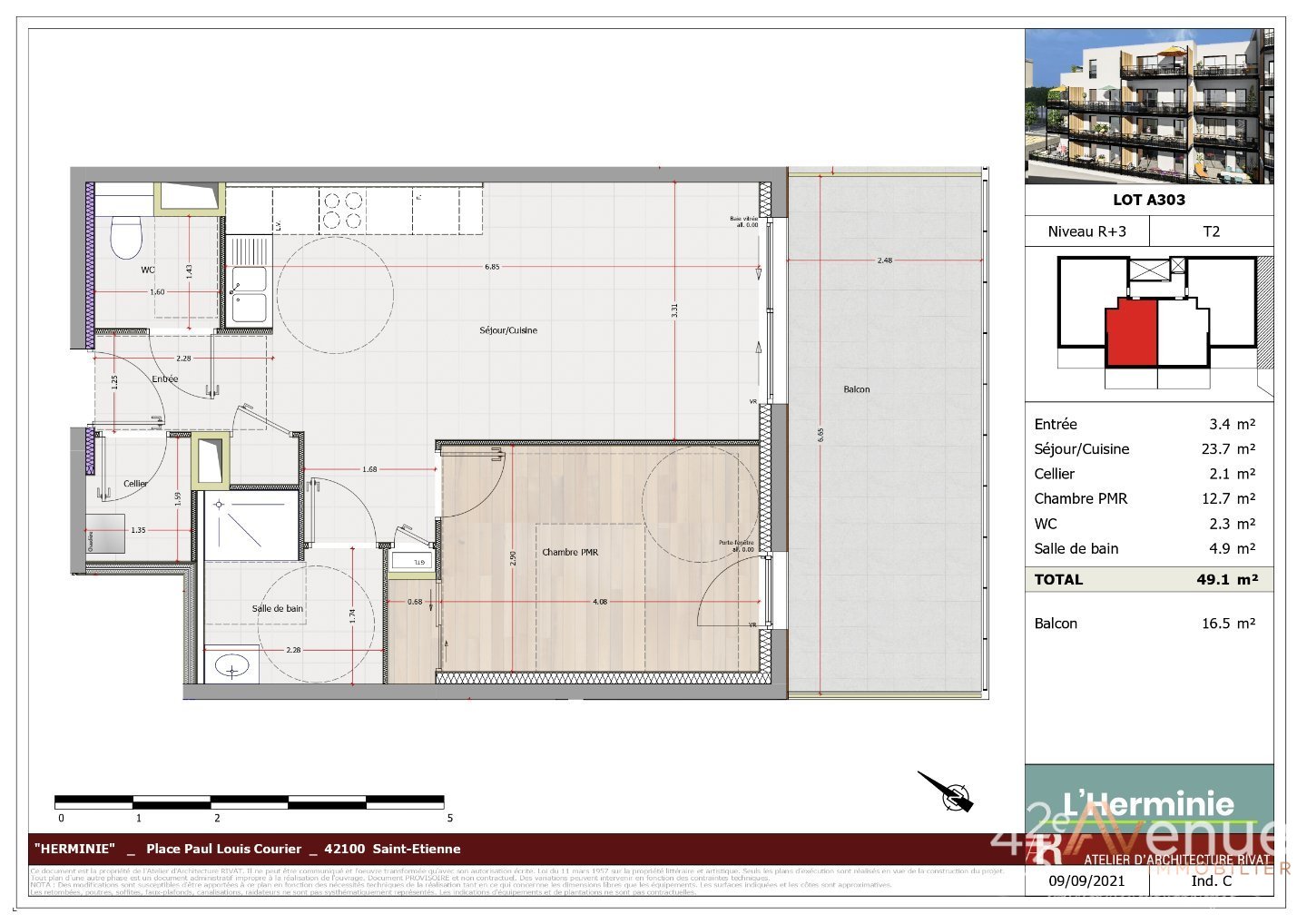 APPARTEMENT T2 A VENDRE - ST ETIENNE SOLAURE - 49.1 m2 - 155 000 &euro;