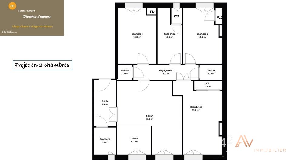 APPARTEMENT T3 - ST ETIENNE FACULTE   CENTRE DEUX - 86.2 m2 - LOUÉ