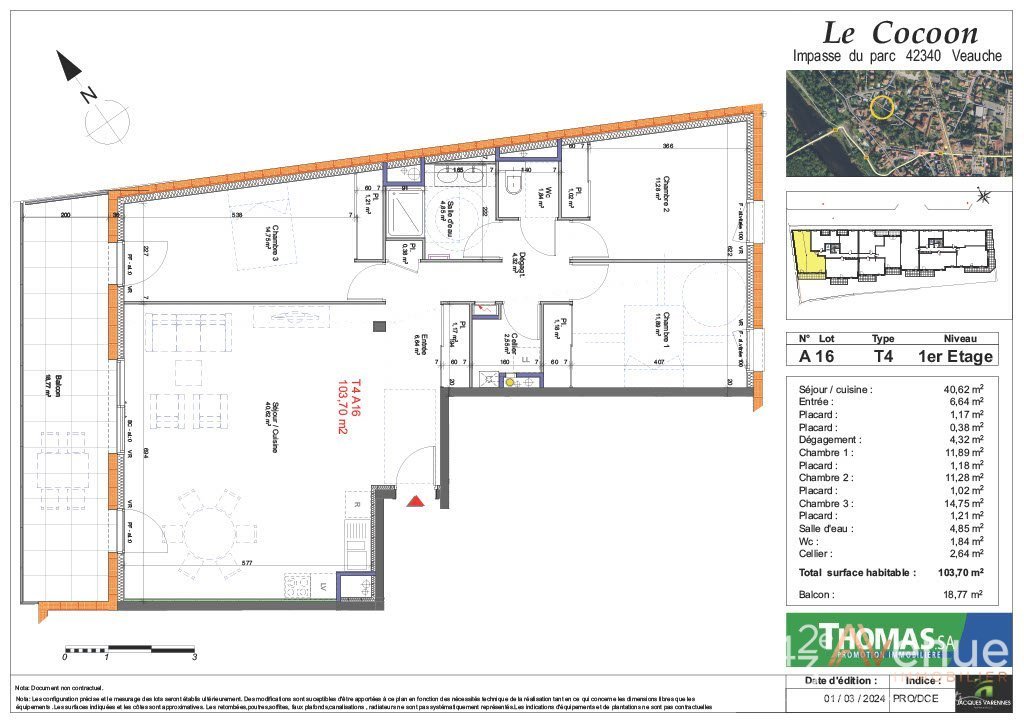 APPARTEMENT T4 NEUF A VENDRE - VEAUCHE - 103.7 m2 - 369 500 €